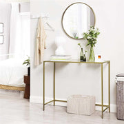 Modern Glass Side Table by Vasagle - Stylish gold frame with a tempered glass top - perfect for living rooms and entryway console table