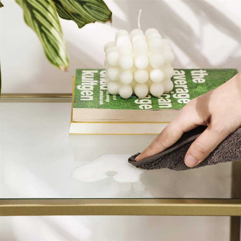 Modern Glass Side Table by Vasagle - Stylish gold frame with a tempered glass top - perfect for living rooms and entryway console table
