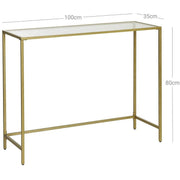 Modern Glass Side Table by Vasagle - Stylish gold frame with a tempered glass top - perfect for living rooms and entryway console table