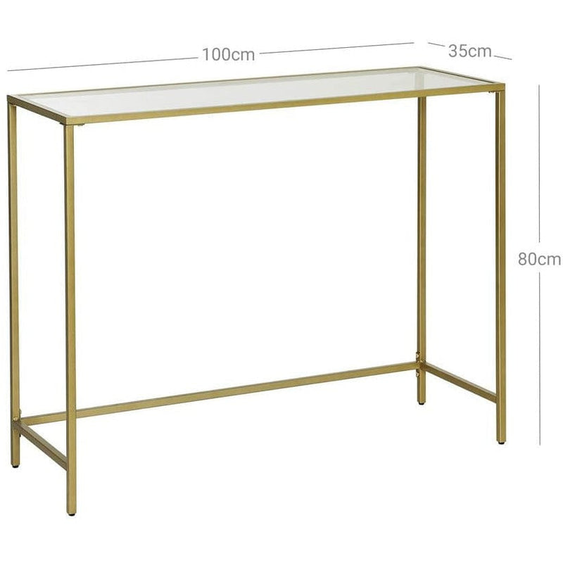 Modern Glass Side Table by Vasagle - Stylish gold frame with a tempered glass top - perfect for living rooms and entryway console table