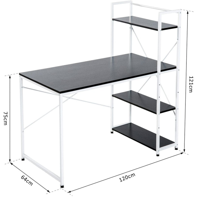 Computer Desk with Bookshelf, Metal Frame