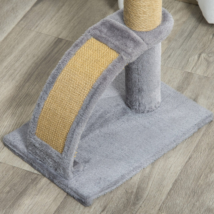 Cat Tree Tower, Jute Post, Massage Board, 34x24x43cm, Grey