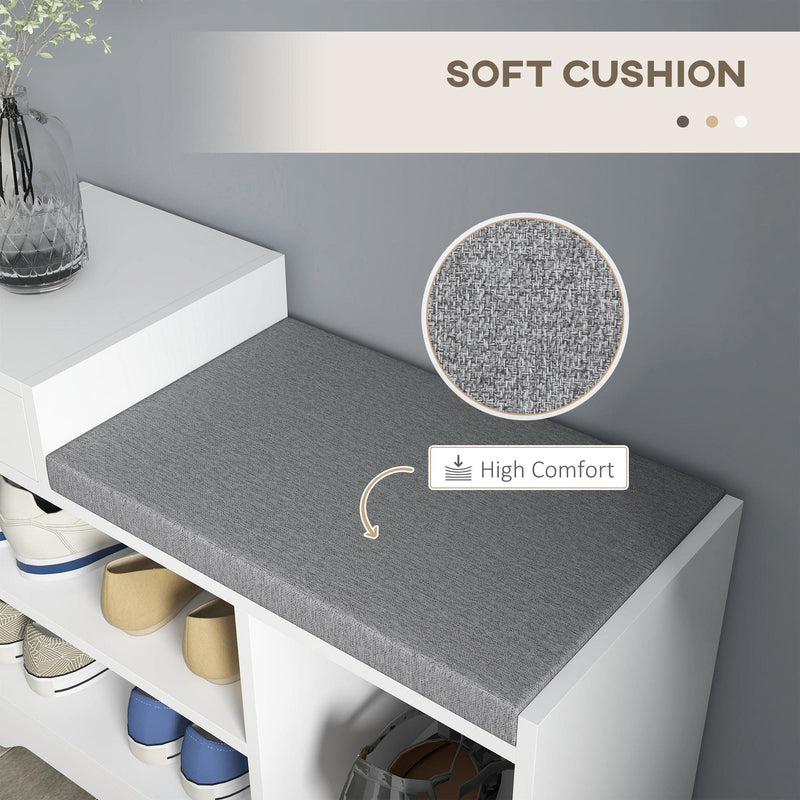 HOMCOM White Hallway Bench With Storage