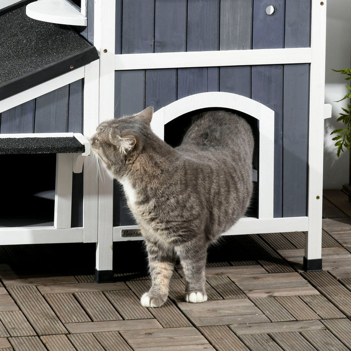 PawHut Outdoor Cat House, Grey