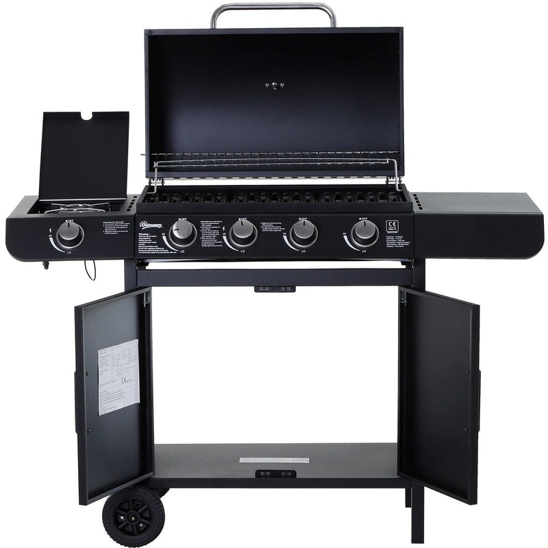 4 Burner Gas BBQ With Side Burner, Trolley with Storage