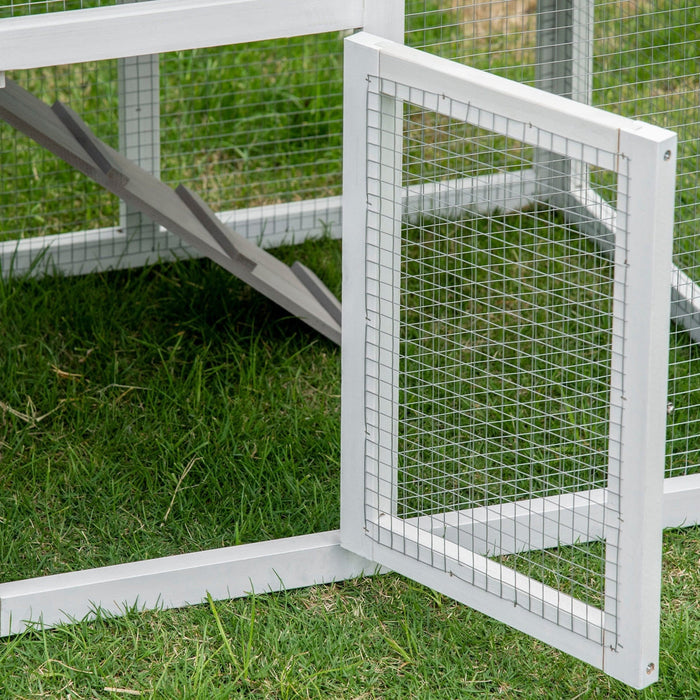 Two Storey Wooden Rabbit Hutch, Grey