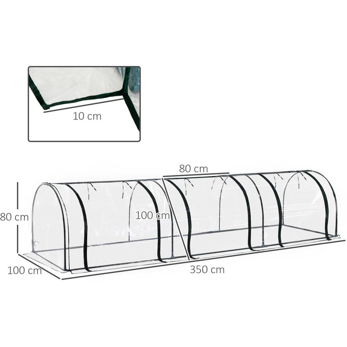 Mini PVC Greenhouse, Steel Frame, Zipper Doors