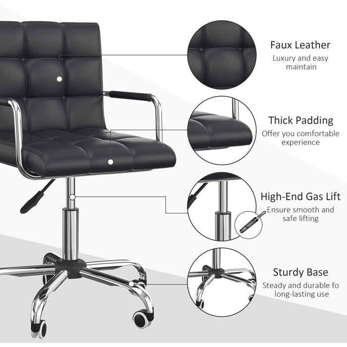 PU Leather Swivel Desk Chair Black