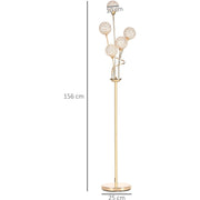 HOMCOM Crystal Floor Lamps for Living Room Bedroom with 5 Light, Modern Upright Standing Lamp, 34x25x156cm, Gold Tone Homcom