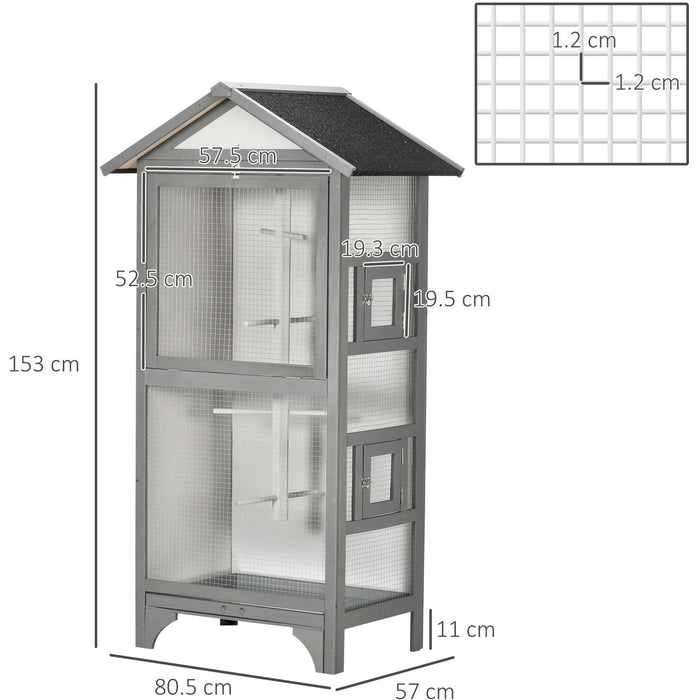 Sentry Box Style Outdoor Bird Cage, Removable Tray, Grey