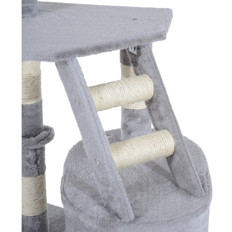 Grey Cat Tree, 125cm, Scratch Post, Climb Activity Centre