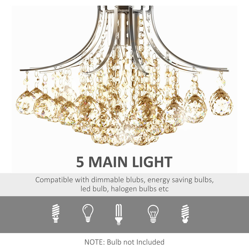 Elegant Crystal Chandelier, 3-Light K9 Crystal, D40x28cm