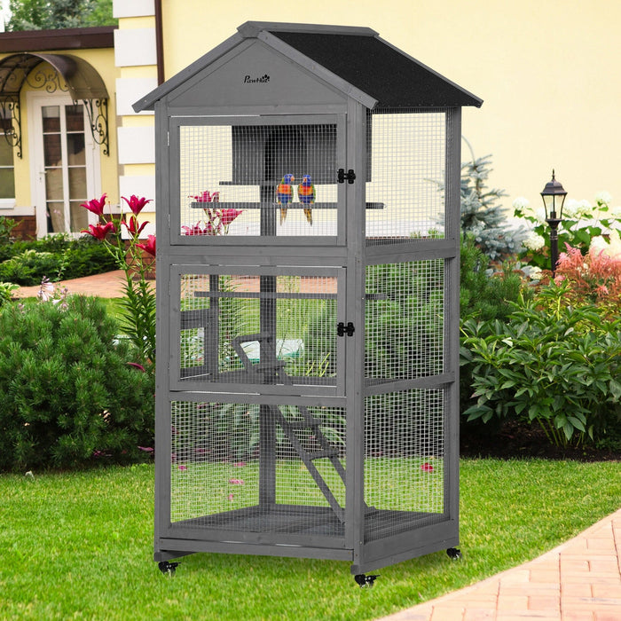 Outdoor Bird Cage, Wheel Perch, Nest Ladder, 86x78x180cm