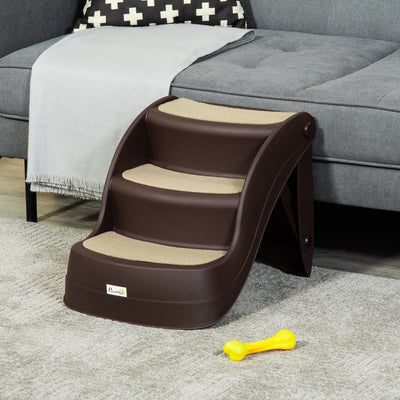 Foldable 3 Step Pet Stairs with Non-slip Mats, 49x38x38cm Pawhut