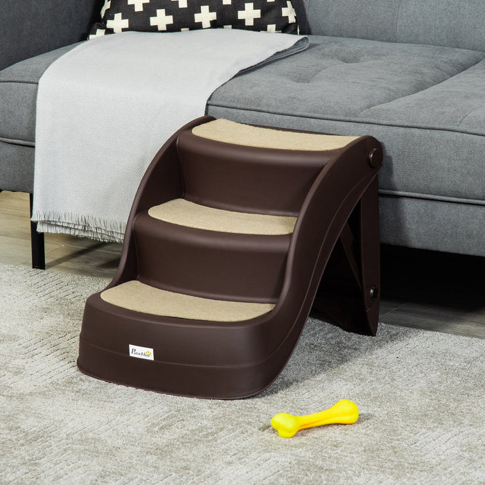 Foldable 3 Step Pet Stairs with Non-slip Mats, 49x38x38cm
