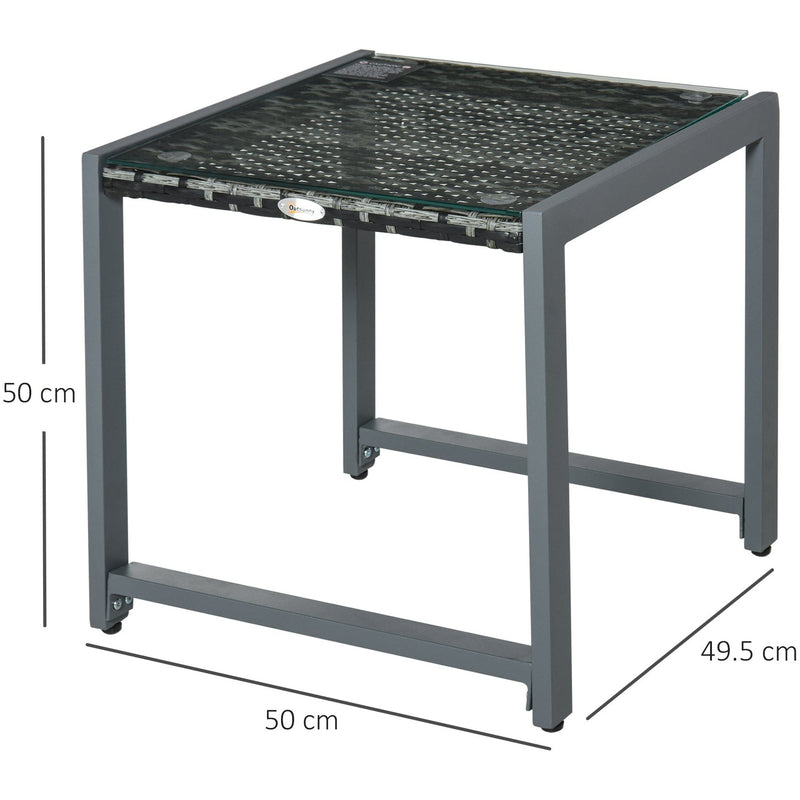 Outsunny Patio Wicker Coffee Table  Garden Rattan Desk