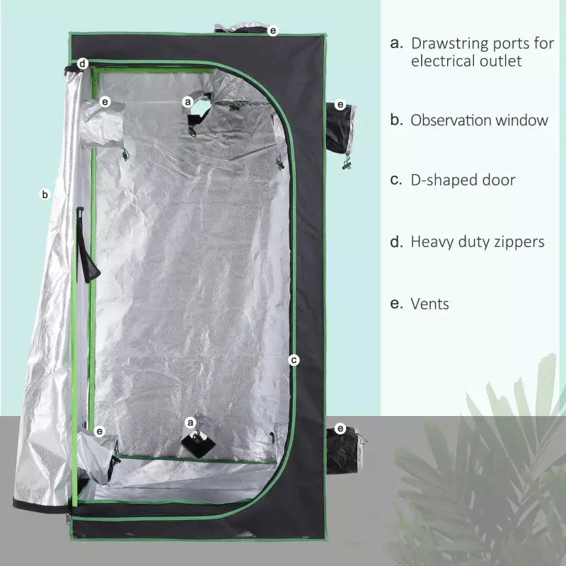 Hydroponic Grow Tent 80L x 80W x 160Hcm