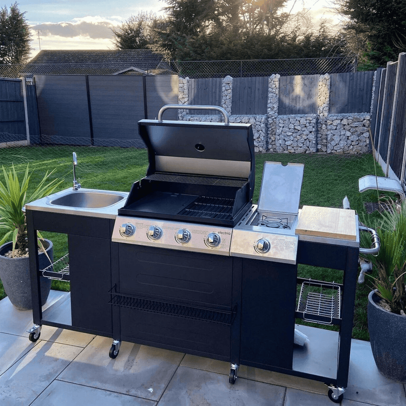 Outdoor Kitchen 4 Burner Gas BBQ with Side Burner