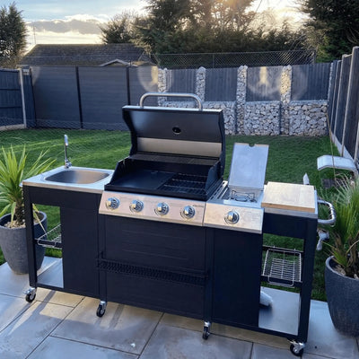 Boss Grill Texas Outdoor Kitchen — 4 Burner Gas BBQ with Side Burner, Built-in Sink and Chopping Board EBay