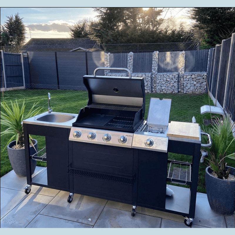 Outdoor Kitchen 4 Burner Gas BBQ with Side Burner