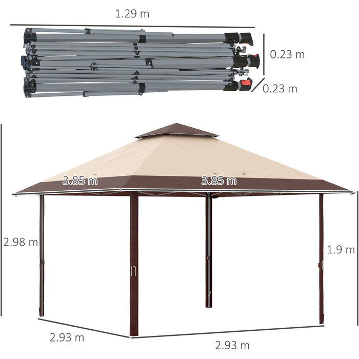 Quality 4x4m Pop up Gazebo With Steel Frame, Coffee