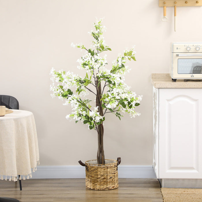 Artificial Honeysuckle Plant in Pot, White/Green