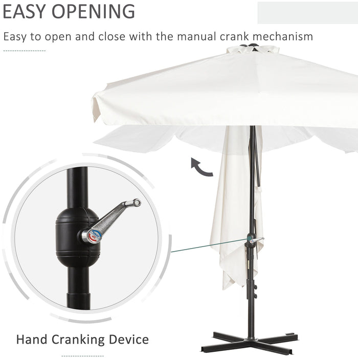 2.3m Half Parasol With Crank Handle, Cream White