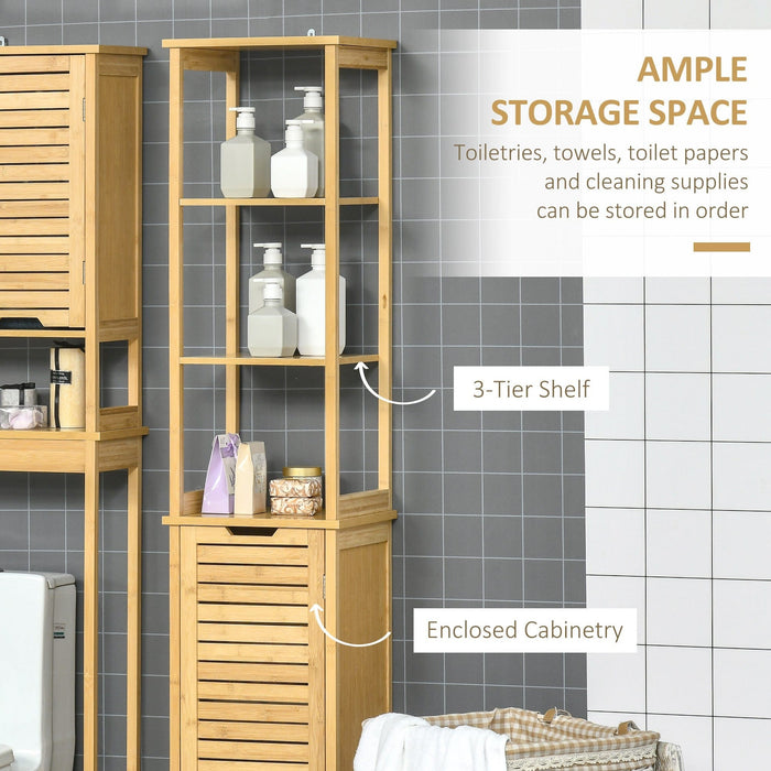 Tall Bathroom Storage Cabinet, 3 Shelves, Cupboard, Slim