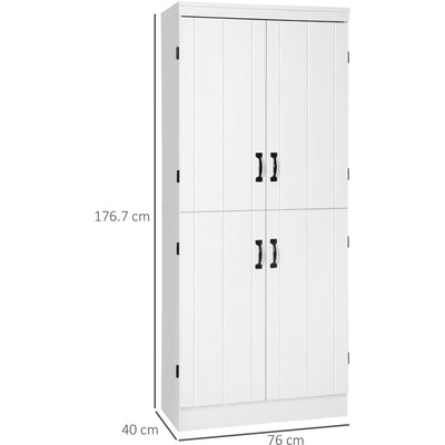 4 Door Tall Kitchen Cupboard, 6 Shelves Homcom