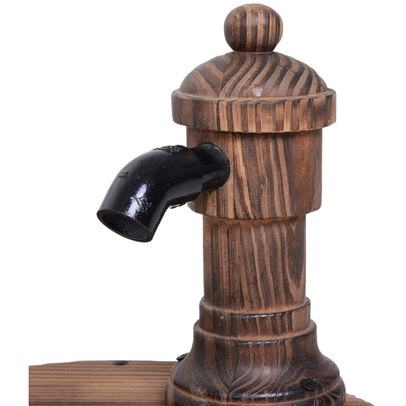 Garden Water Fountain with Plug In Electric Pump for Easy Relaxation Carbonised Wood Outsunny