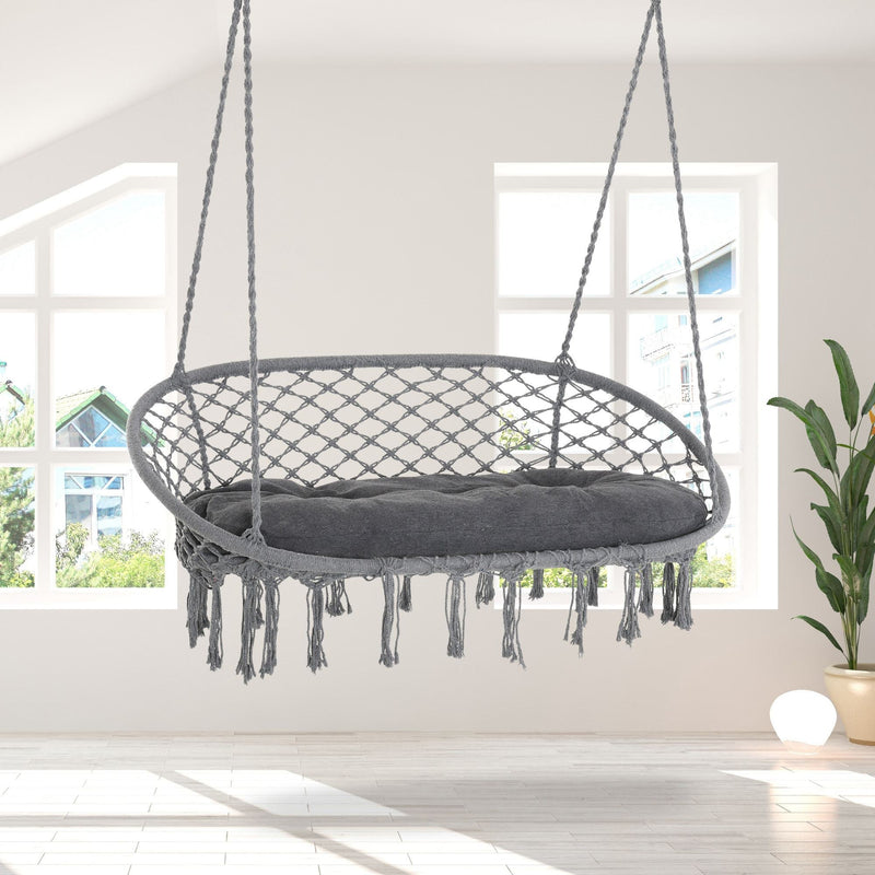 Hammock Chair With Metal Frame, Large Cushioned Seat Outsunny