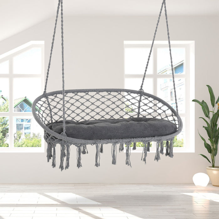 Hammock Chair With Metal Frame, Large Cushioned Seat