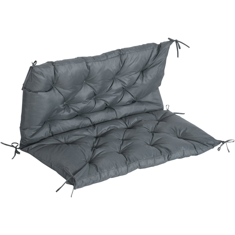 Grey 2 Seater Garden Bench Cushion with Ties - 98x100 cm