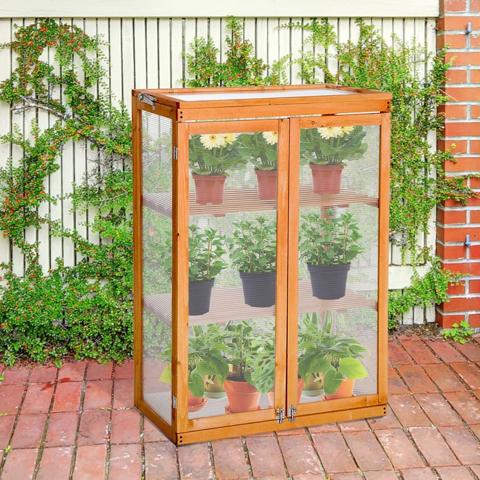 Wooden Cold Frame Greenhouse, Polycarbonate, 76x47x110