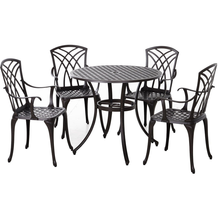 Cast Aluminium Table and Chairs, 4 Chairs, Round Table