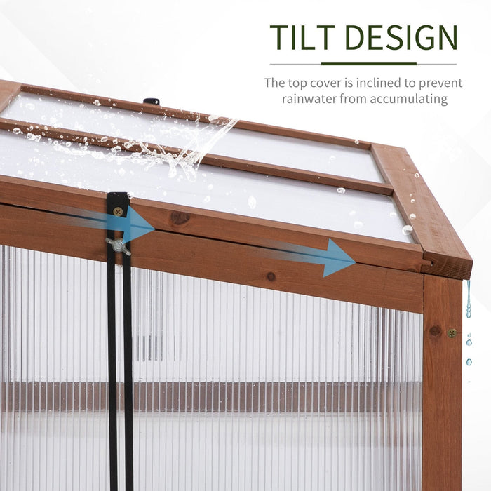 Wooden Polycarbonate Cold Frame Greenhouse, 100x65x40cm