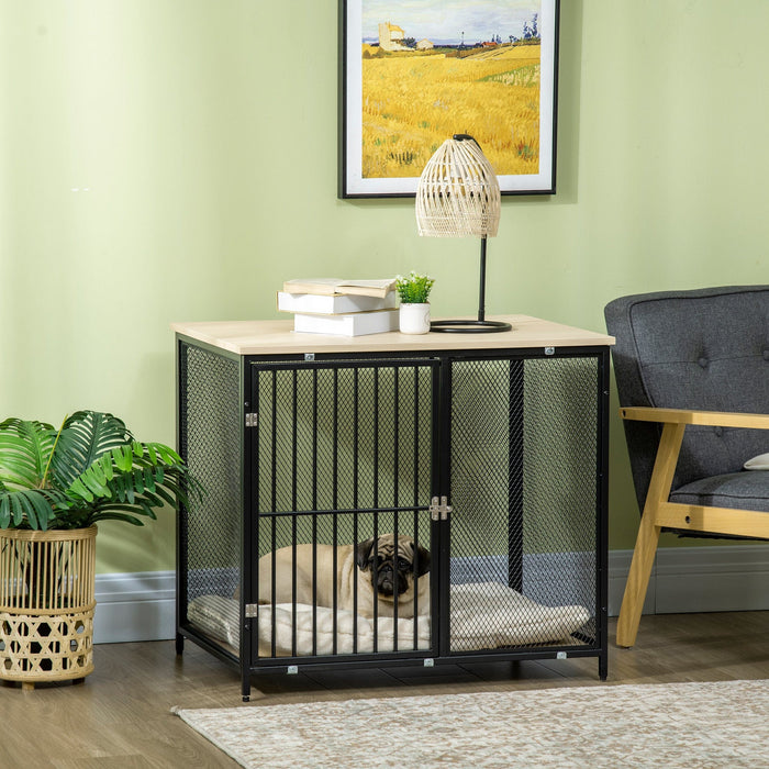 Dog Kennel Table with Cushion for Small & Medium Dogs