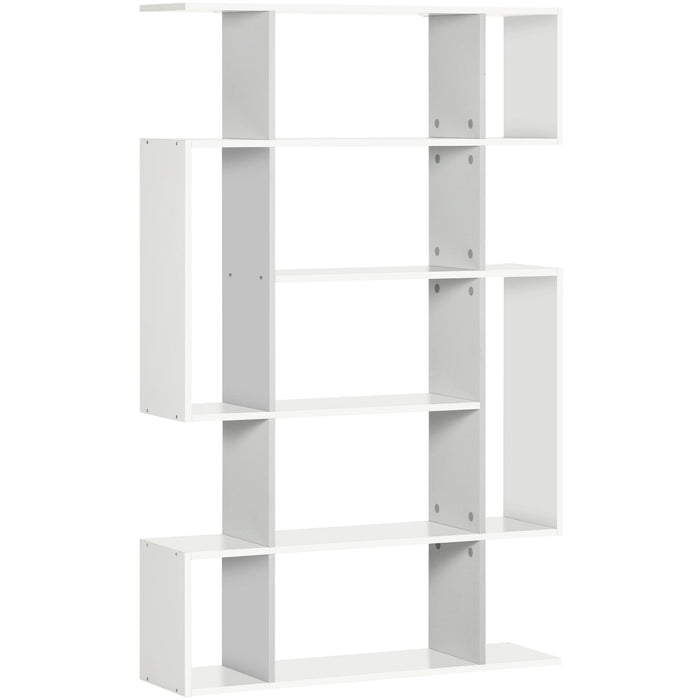 White Wooden Shelving Unit, 5 Shelves, 95W x 25D x 150H cm