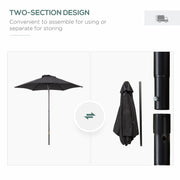 2m Patio Parasol - Outdoor Sun Shade, 6 Ribs Outsunny