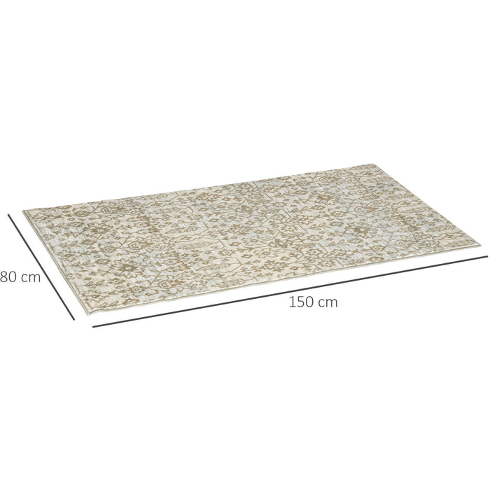 Beige Floral Rug, 150 x 80cm, Living/Bedroom