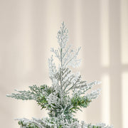6ft Snow Flocked Artificial Pencil Christmas Tree with Realistic Cypress Branches - Green, Auto Open AOSOM