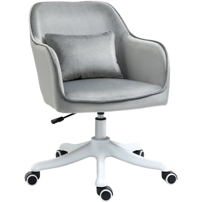 Grey Velvet Office Chair with Rechargeable Vibration Massage