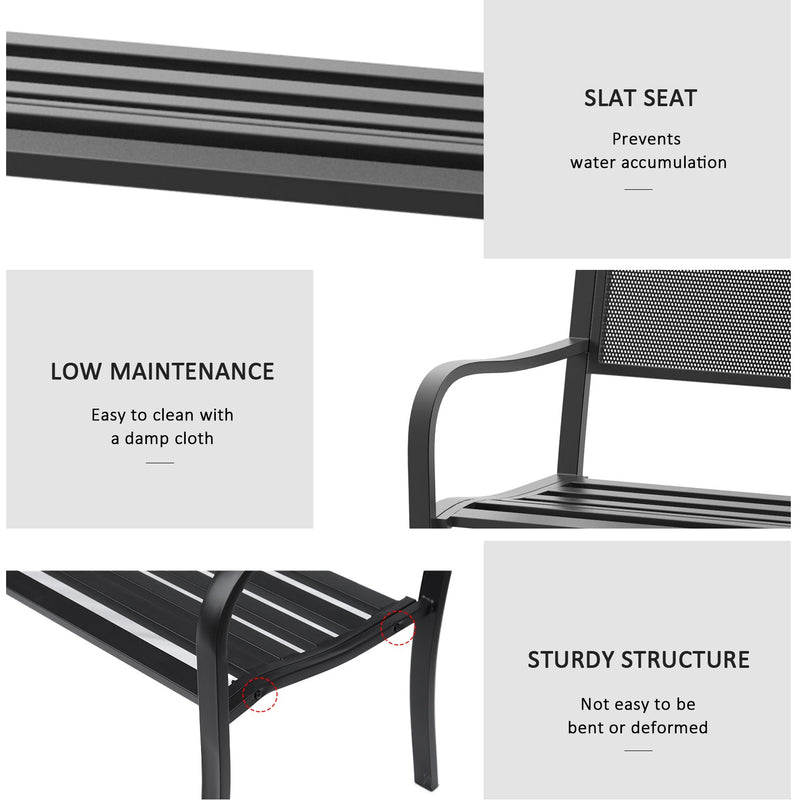 Metal Outdoor Bench Outsunny