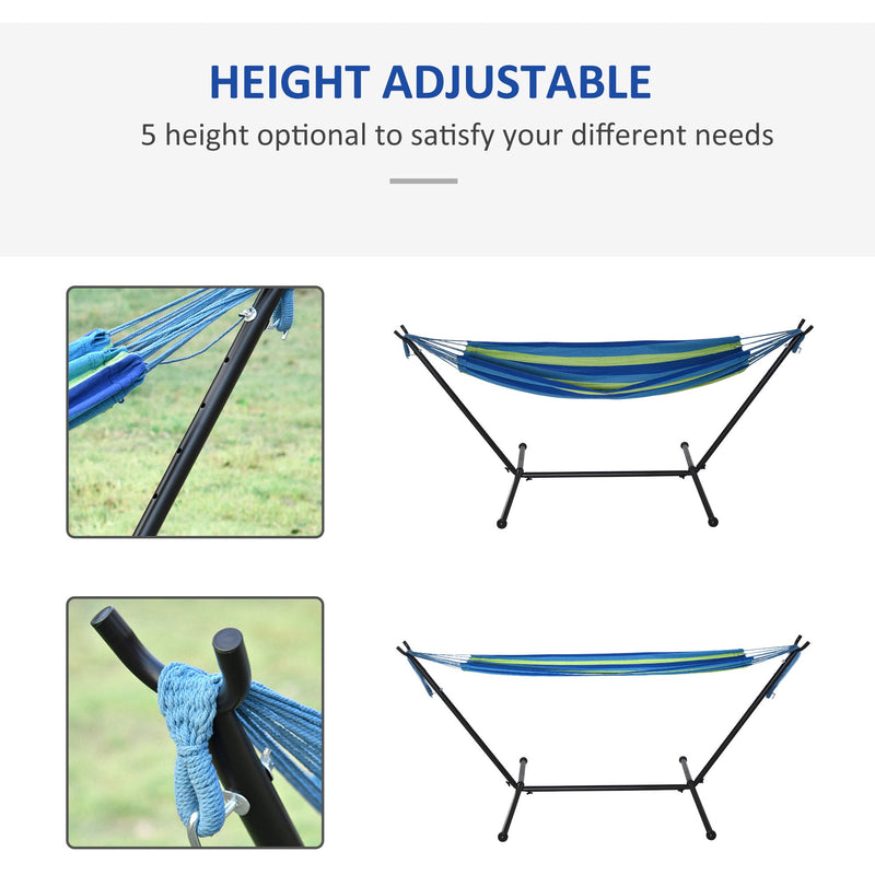 Camping Hammock with Stand, Bag, Adjustable, 120kg Load Outsunny
