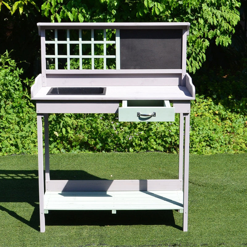 Outdoor Wooden Potting Table With Drawer