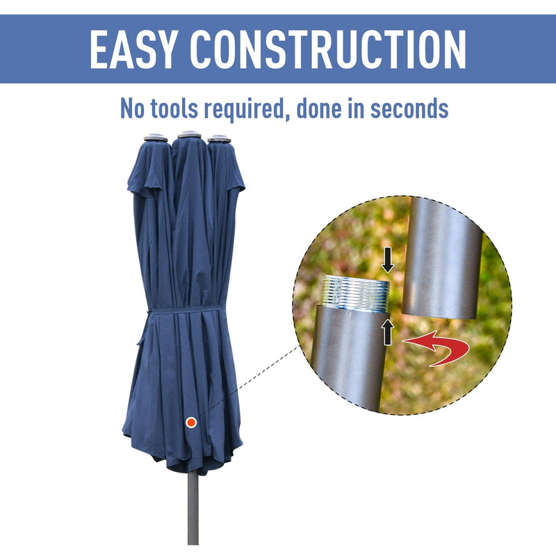 4.6m Double Sided Parasol With Crank Handle, Cross Base