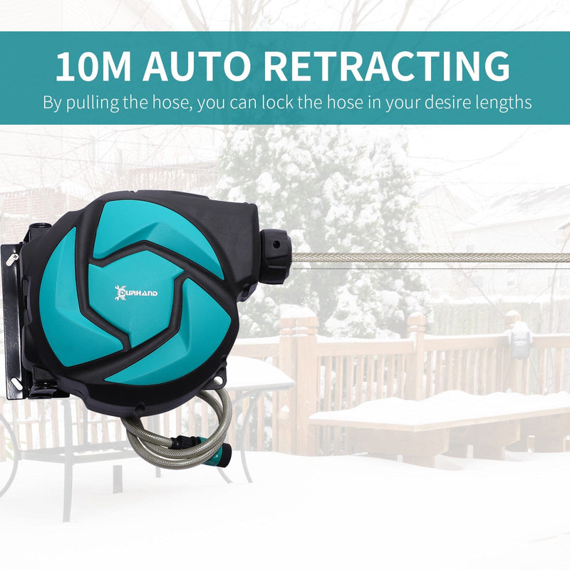 Automatic Garden Hose Reel, Wall Mounted, 7 Patterns Nozzle