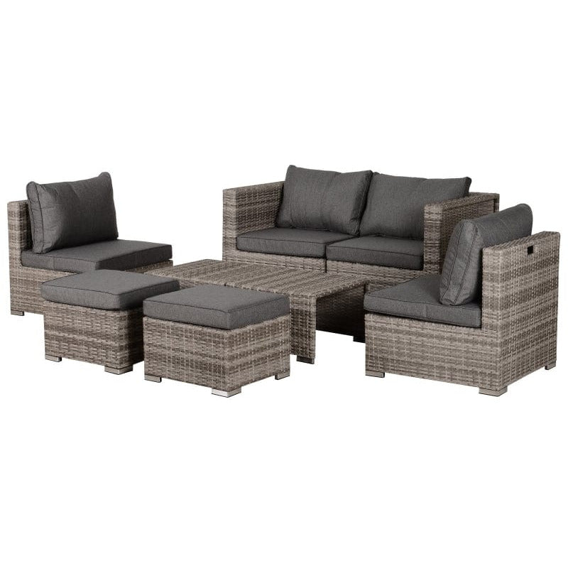 6 Seater Rattan Sofa Set - Space-Saving Sofa, Chairs & Table