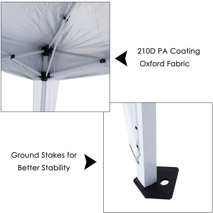 3x3m White Gazebo, Pop Up Frame, UV & Water Resistant
