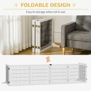 White Freestanding Wooden Pet Gate, 6 Panels Pawhut